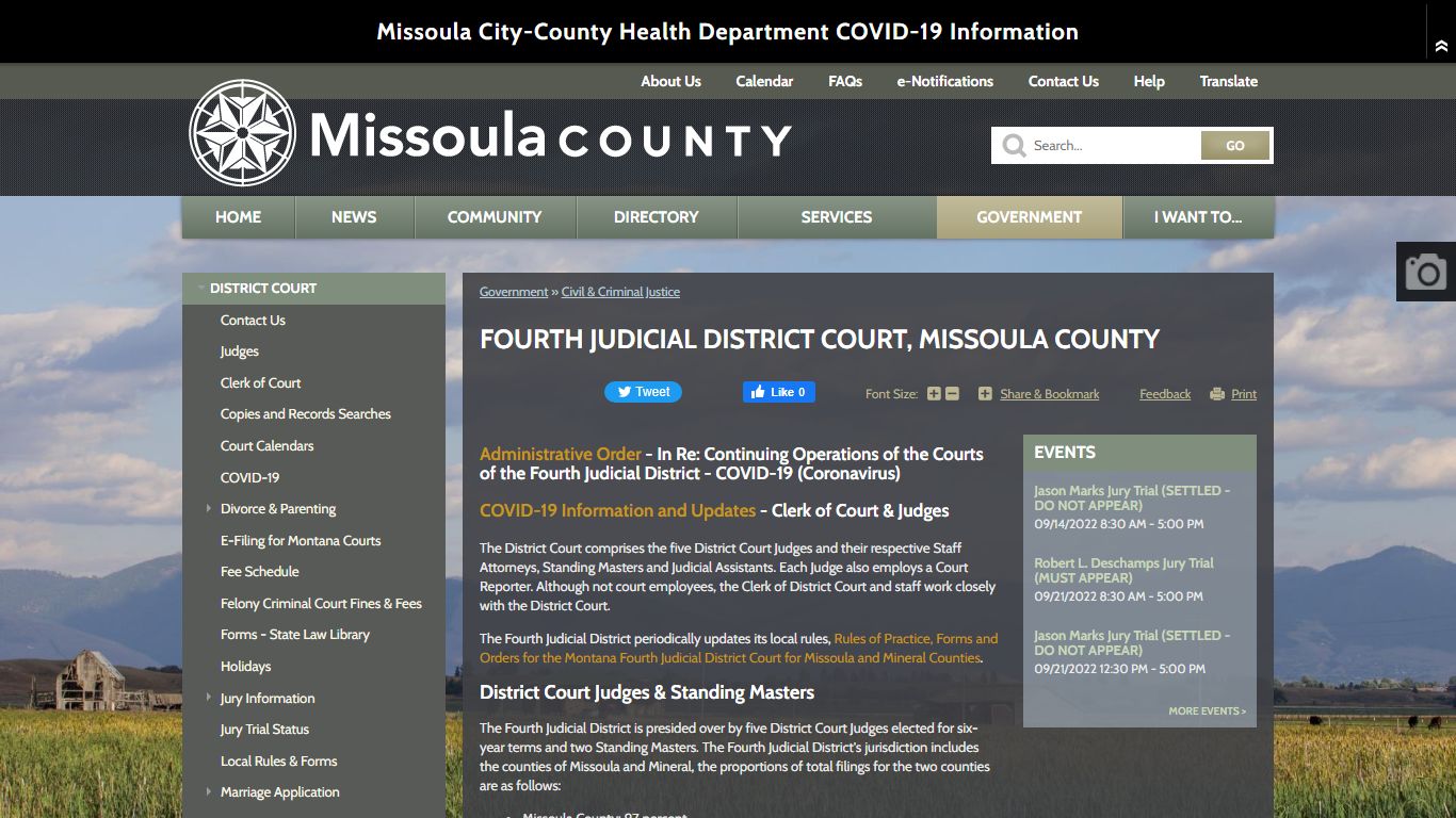 Fourth Judicial District Court, Missoula County | Missoula County, MT